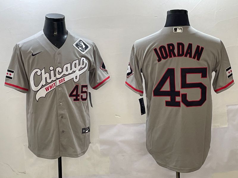 Men Chicago White Sox #45 Jordan Grey Fashion Game 2025 Nike MLB Jersey style 2